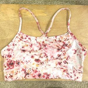 GapFit Sports Bra - Pink Floral - Size L - lightly used